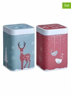 Eigenart 2er-Set: Teedosen "Winter Friends" In Rot/ Hellblau - 100 G