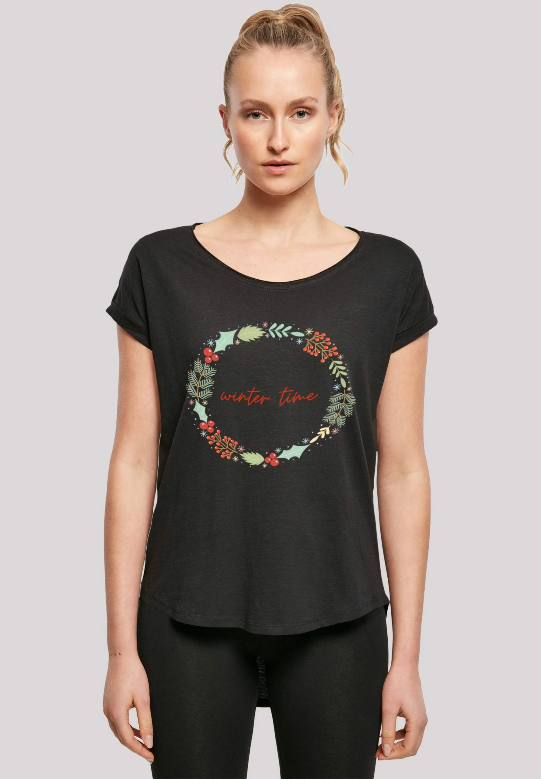 F4NT4STIC Long Cut T-Shirt Winter Time In Schwarz 3 F4NT4STIC Long Cut T-Shirt Winter Time In Schwarz – Bild 3