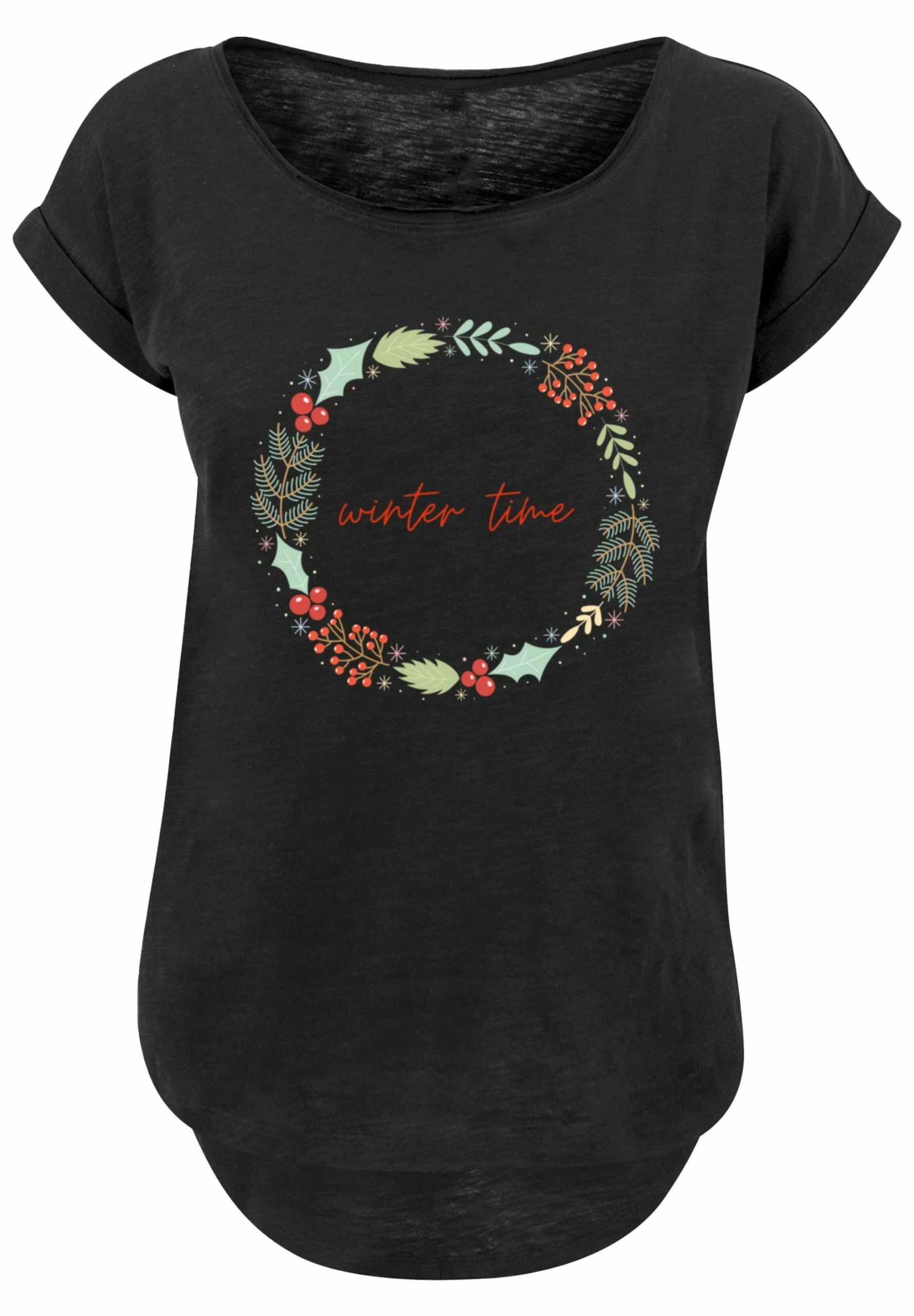 F4NT4STIC Long Cut T-Shirt Winter Time In Schwarz 1 F4NT4STIC Long Cut T-Shirt Winter Time In Schwarz