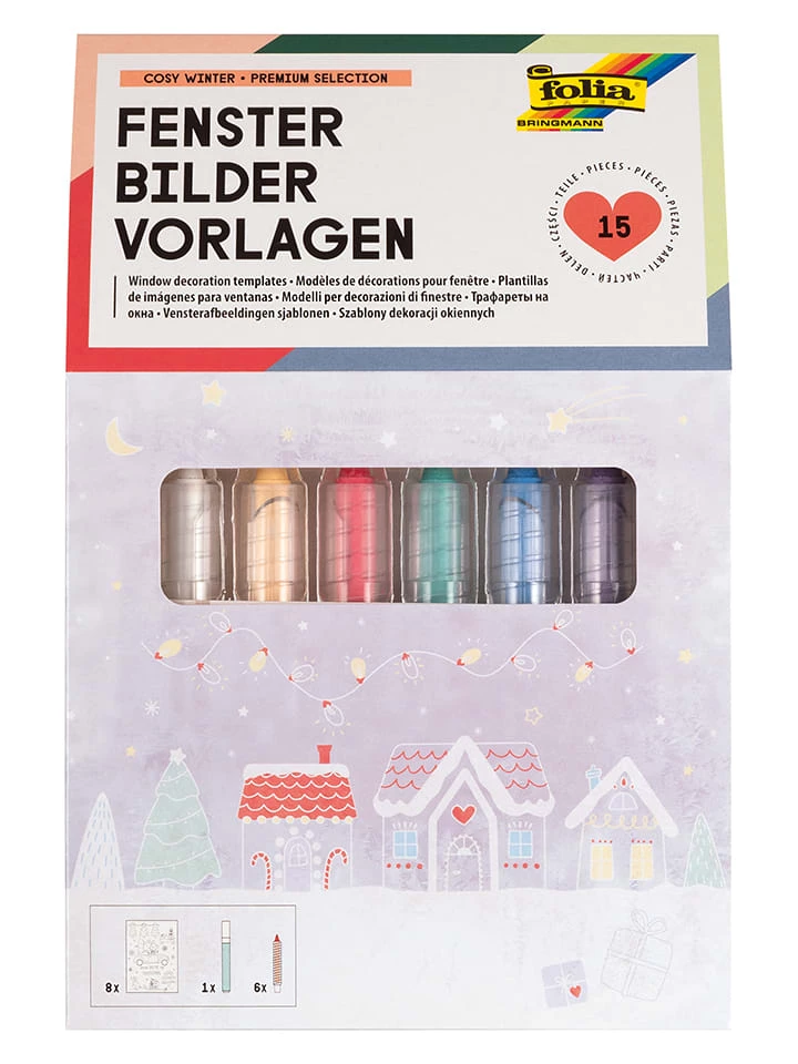FOLIA 15tlg. Kreativset "Fensterbilder Cosy Winter" In Weiß/ Bunt 1 FOLIA 15tlg. Kreativset "Fensterbilder Cosy Winter" In Weiß/ Bunt