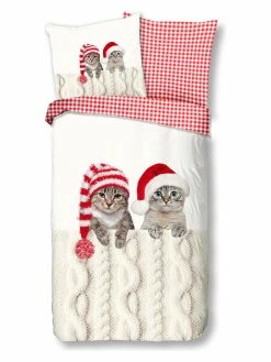 GOOD MORNING Flanell-Bettwäsche-Set "Winter" In Rot/ Creme