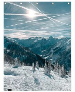 Juniqe Duschvorhang "Austrian Alps In Winter" In Blau & Weiß