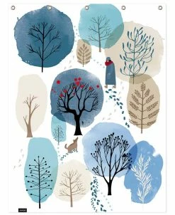 Juniqe Duschvorhang "Winter Forest" In Blau & Grün