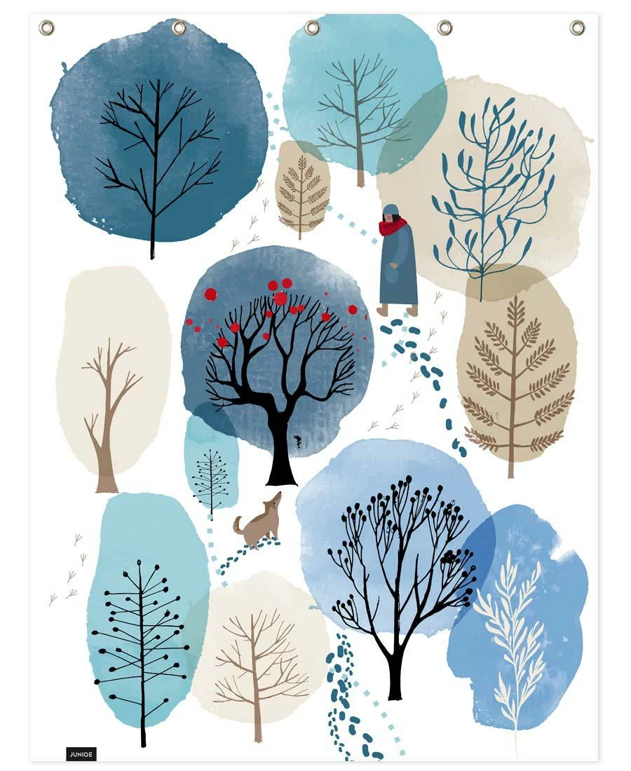 Juniqe Duschvorhang "Winter Forest" In Blau & Grün 1 Juniqe Duschvorhang "Winter Forest" In Blau & Grün