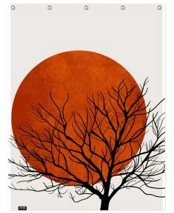 Juniqe Duschvorhang "Winter Sunset" In Rot & Schwarz