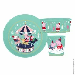 Koziol ORGANIC CONNECT PEPPA PIG WINTER WONDERLAND - Kleiner Teller + Schale + Becher In Organi
