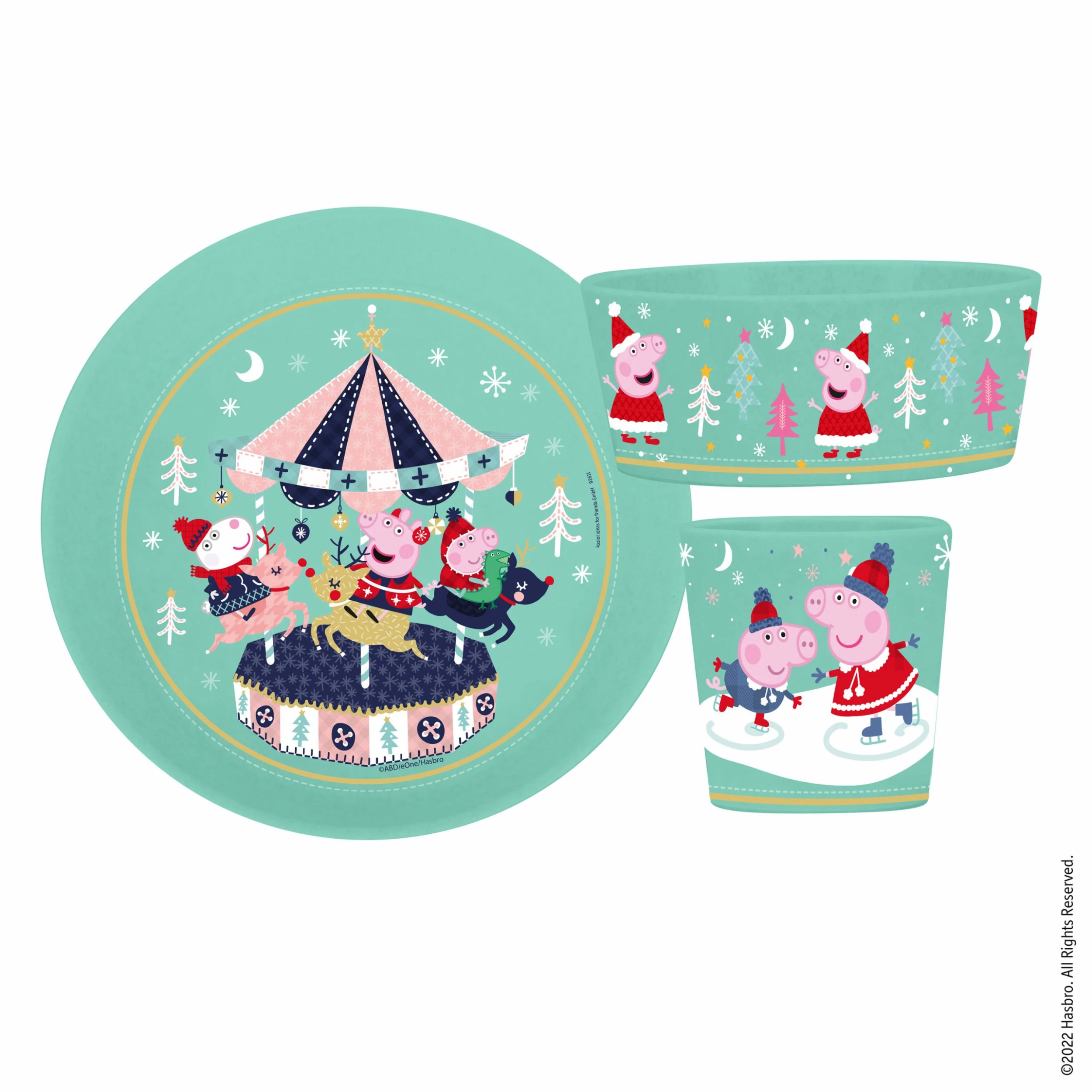 Koziol ORGANIC CONNECT PEPPA PIG WINTER WONDERLAND - Kleiner Teller + Schale + Becher In Organi 1 Koziol ORGANIC CONNECT PEPPA PIG WINTER WONDERLAND - Kleiner Teller + Schale + Becher In Organi