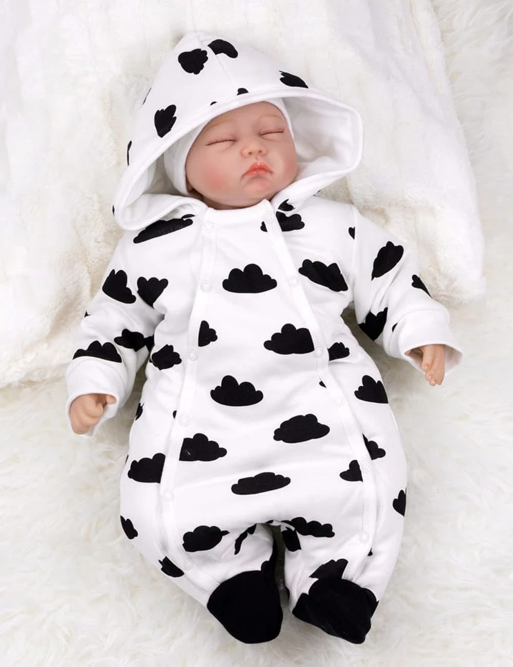 Nini Schneeanzug Herbst, Winter In Weiß Schwarz 2 Nini Schneeanzug Herbst, Winter In Weiß Schwarz – Bild 2