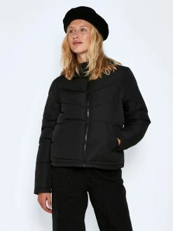 Noisy May Warme Puffer Stepp Jacke Winter Mit Kapuze NMDALCON In Schwarz