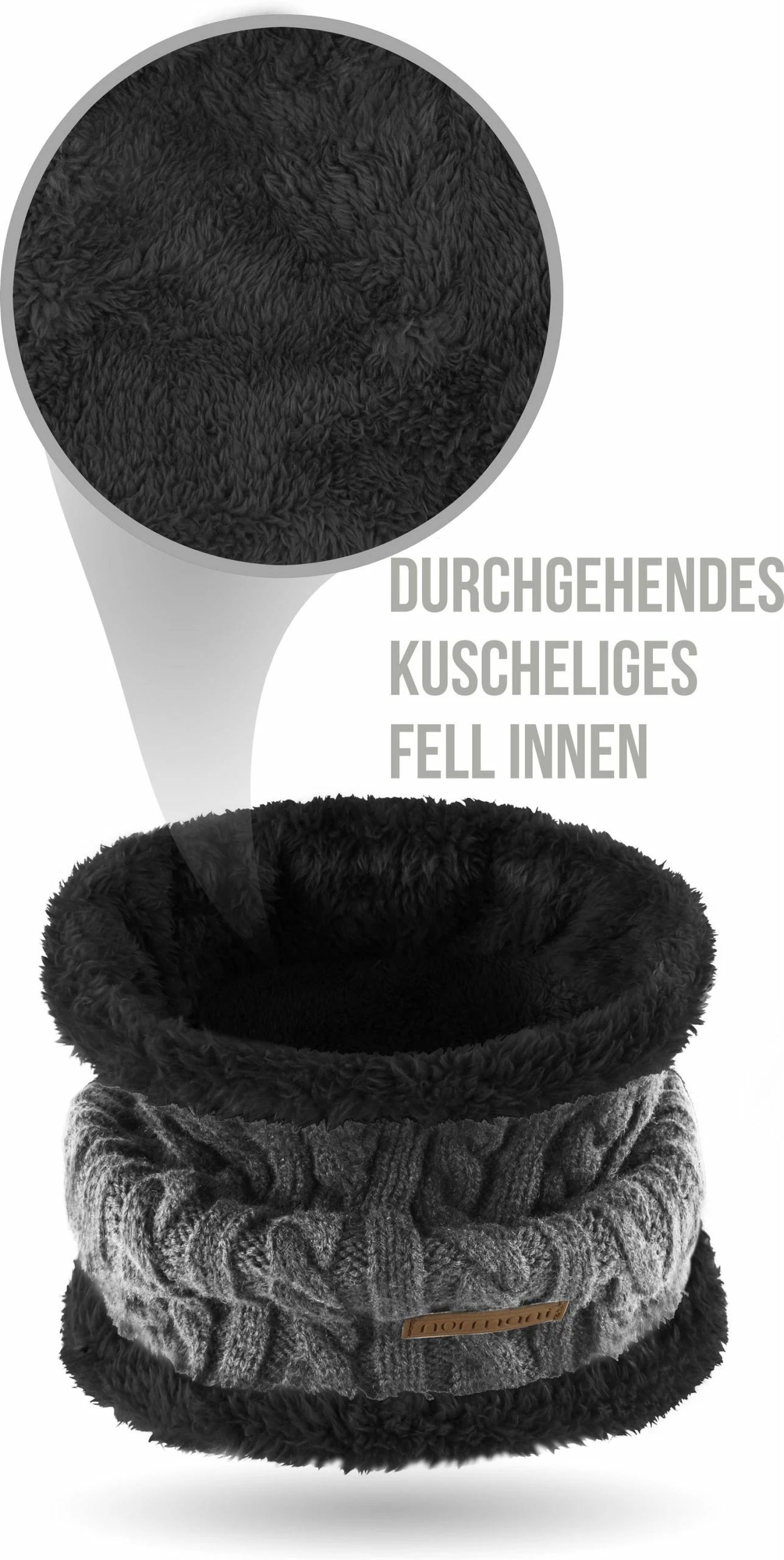 Normani Winter-Fellschal Kebili In Grau/Schwarz 2 Normani Winter-Fellschal Kebili In Grau/Schwarz – Bild 2
