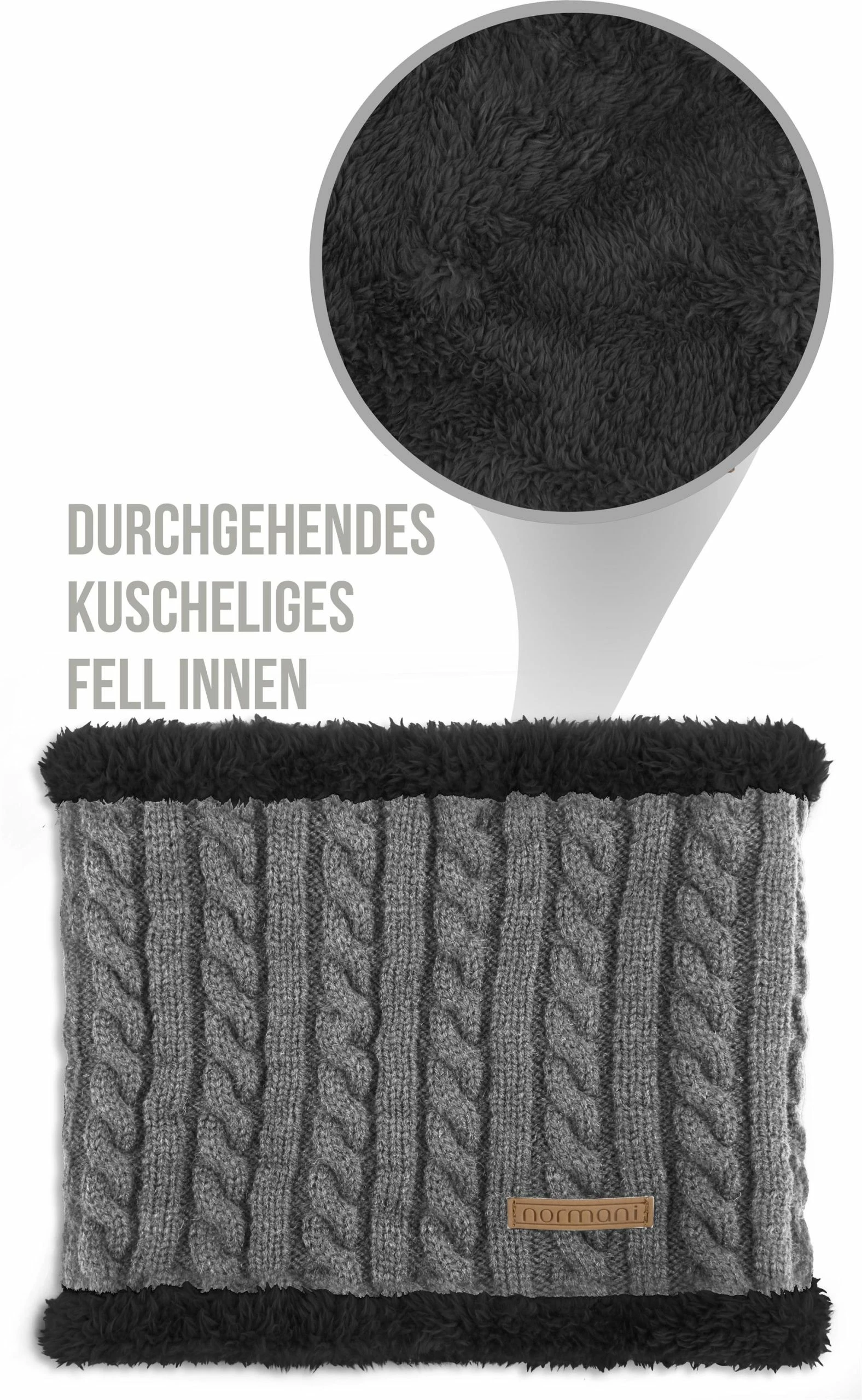 Normani Winter-Fellschal Kebili In Grau/Schwarz 1 Normani Winter-Fellschal Kebili In Grau/Schwarz