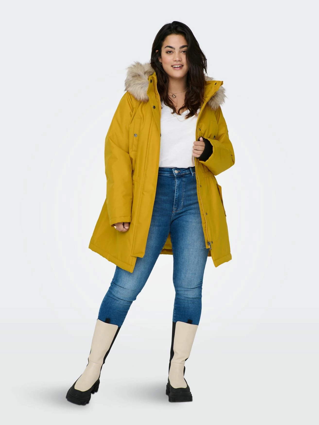 ONLY CARMAKOMA Parka Mantel Winter Jacke Große Übergröße Curvy Plus Size In Gelb 2 ONLY CARMAKOMA Parka Mantel Winter Jacke Große Übergröße Curvy Plus Size In Gelb – Bild 2