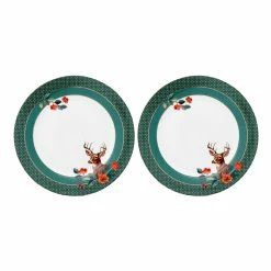 Pip Studio 2er-set: Geschirr "Set/2 Plate Winter Wonderland" In Grün - 26,5cm