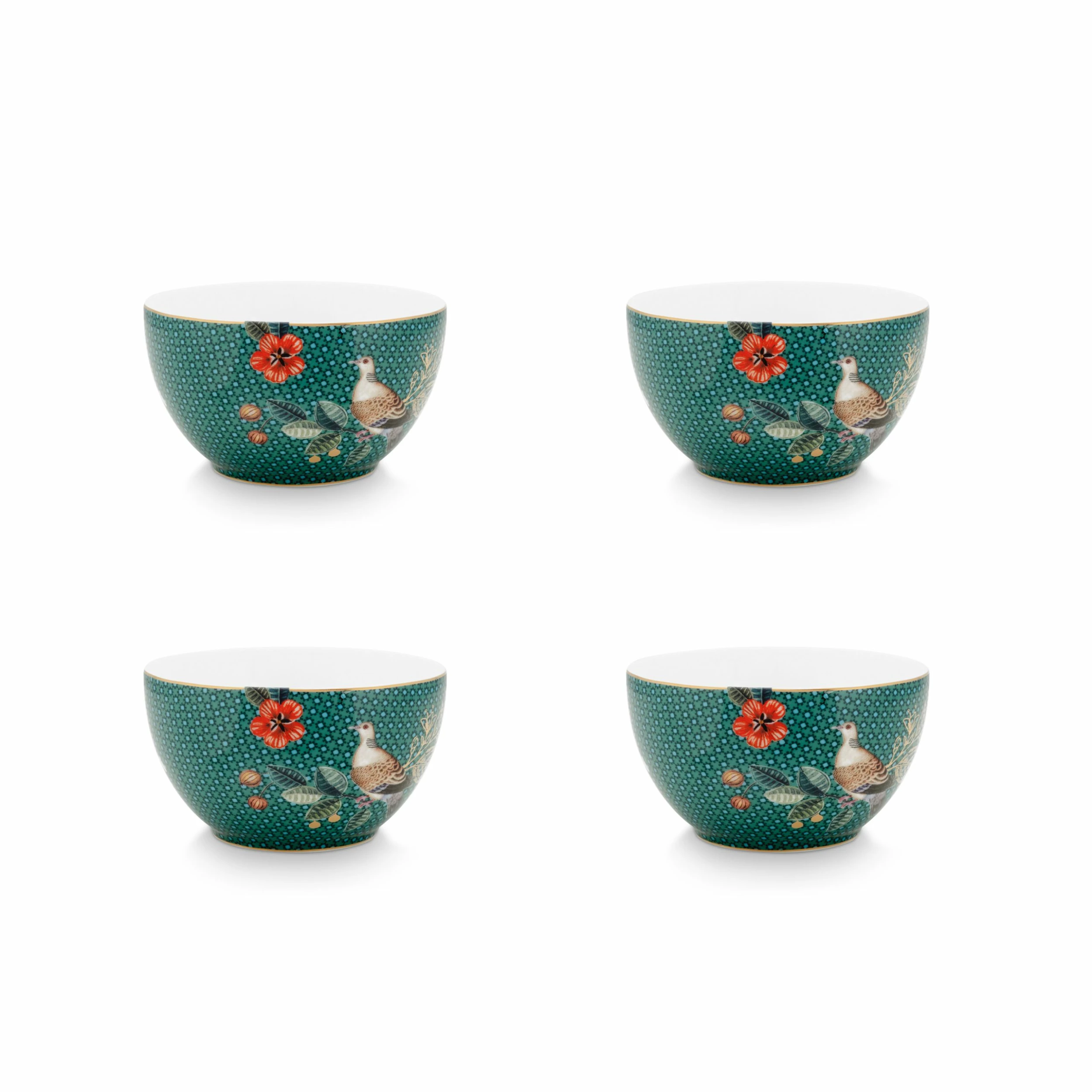 Pip Studio 4er-set: Geschirr "Set/4 Bowls Winter Wonderland" In Blau 1 Pip Studio 4er-set: Geschirr "Set/4 Bowls Winter Wonderland" In Blau