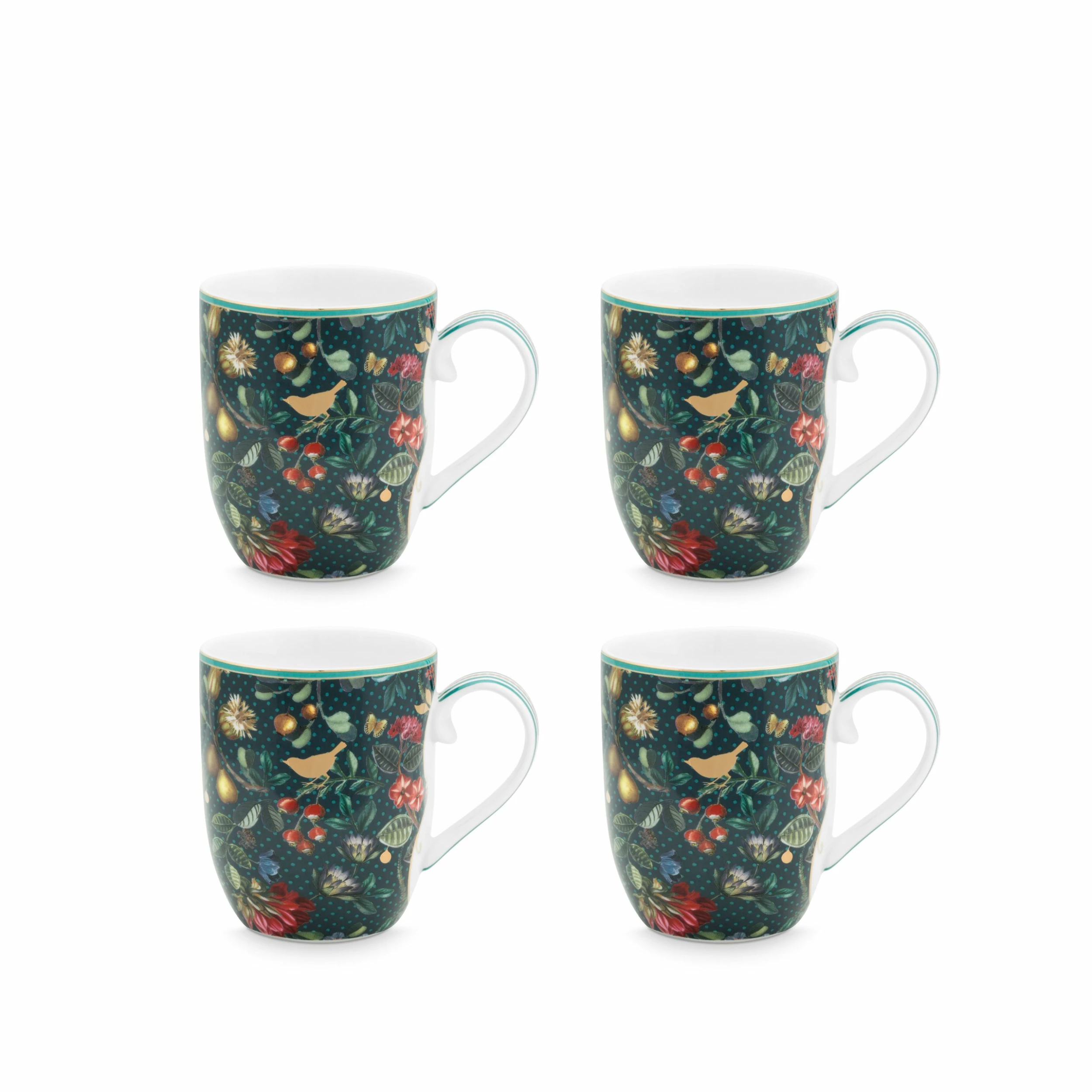 Pip Studio 4er-set: Geschirr "Set/4 Mugs Winter Wonderland Overall" In Blau 1 Pip Studio 4er-set: Geschirr "Set/4 Mugs Winter Wonderland Overall" In Blau