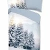 Pure Mikrofaser-Bettwäsche-Set "Winter View" In Hellblau/ Grau