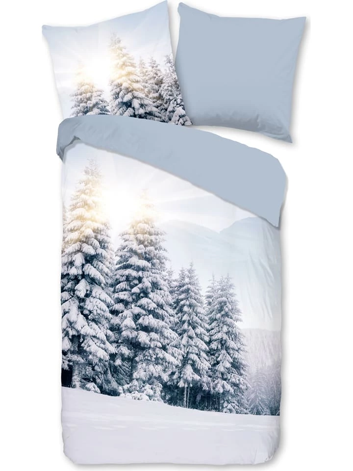 Pure Mikrofaser-Bettwäsche-Set "Winter View" In Hellblau/ Grau 1 Pure Mikrofaser-Bettwäsche-Set "Winter View" In Hellblau/ Grau
