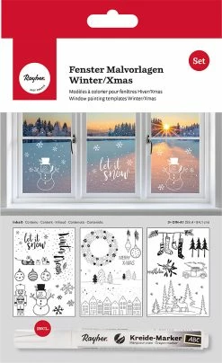 Rayher Fenster Malvorlagen Winter & Weihnachten, 3 Vorlagen + 1 Kreidemarker -JYOKO-Shop rayher fenster malvorlagen winter and weihnachten 3 vorlagen 1 kreidemarker 4