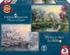 Schmidt Spiele Thomas Kinkade, Lamplight Manour/Winter In Lamplight Manour. Puzzle 2 X 1.000...