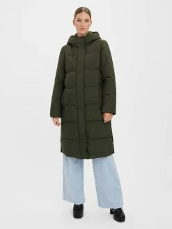 Vero Moda Lange Puffer Jacke Winter Mantel Stepp Parka VMERICAHOLLY In Dunkelgrün