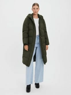 Vero Moda Lange Puffer Jacke Winter Mantel Stepp Parka VMERICAHOLLY In Dunkelgrün -JYOKO-Shop vero moda lange puffer jacke winter mantel stepp parka vmericaholly in dunkelgrun 3