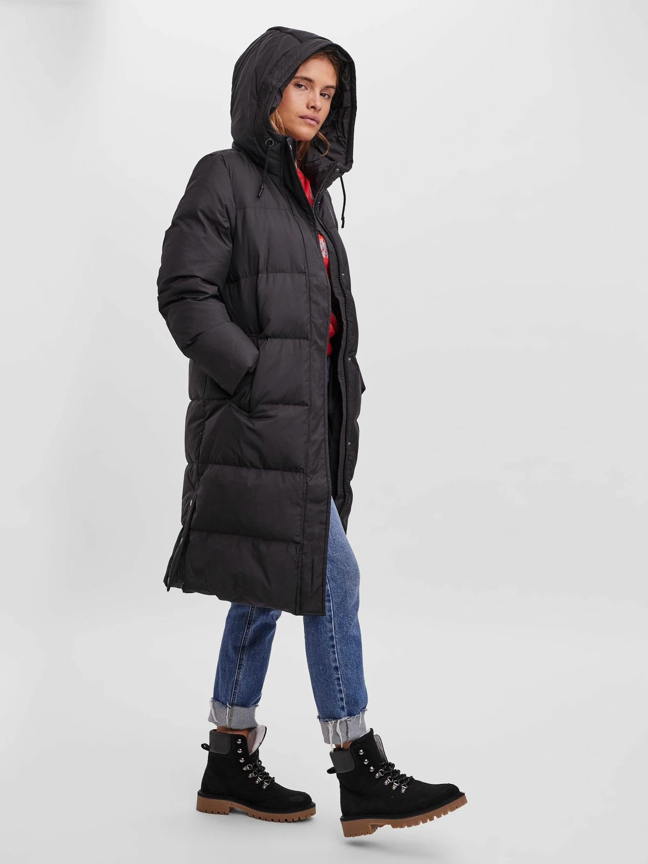 Vero Moda Lange Puffer Jacke Winter Mantel Stepp Parka VMERICAHOLLY In Schwarz-2 4 Vero Moda Lange Puffer Jacke Winter Mantel Stepp Parka VMERICAHOLLY In Schwarz-2 – Bild 4