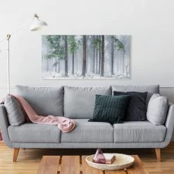 WallArt Leinwandbild - Nadelbäume Im Winter In Grün -JYOKO-Shop wallart leinwandbild nadelbaume im winter in grun 18