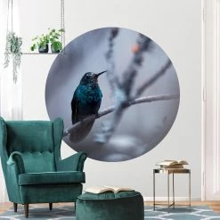 WallArt Runde Tapete - Kolibri Im Winter In Violett -JYOKO-Shop wallart runde tapete kolibri im winter in violett 4