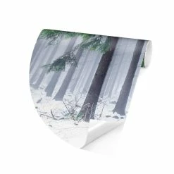 WallArt Runde Tapete - Nadelbäume Im Winter In Grün -JYOKO-Shop wallart runde tapete nadelbaume im winter in grun 5