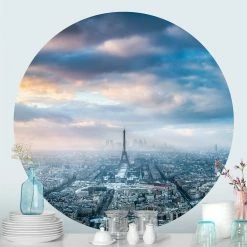 WallArt Runde Tapete - Winter In Paris In Blau 10 WallArt Runde Tapete - Winter In Paris In Blau -JYOKO-Shop wallart runde tapete winter in paris in blau 2