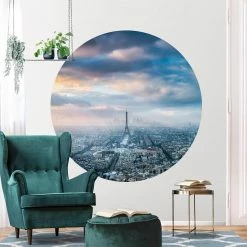 WallArt Runde Tapete - Winter In Paris In Blau 12 WallArt Runde Tapete - Winter In Paris In Blau -JYOKO-Shop wallart runde tapete winter in paris in blau 4