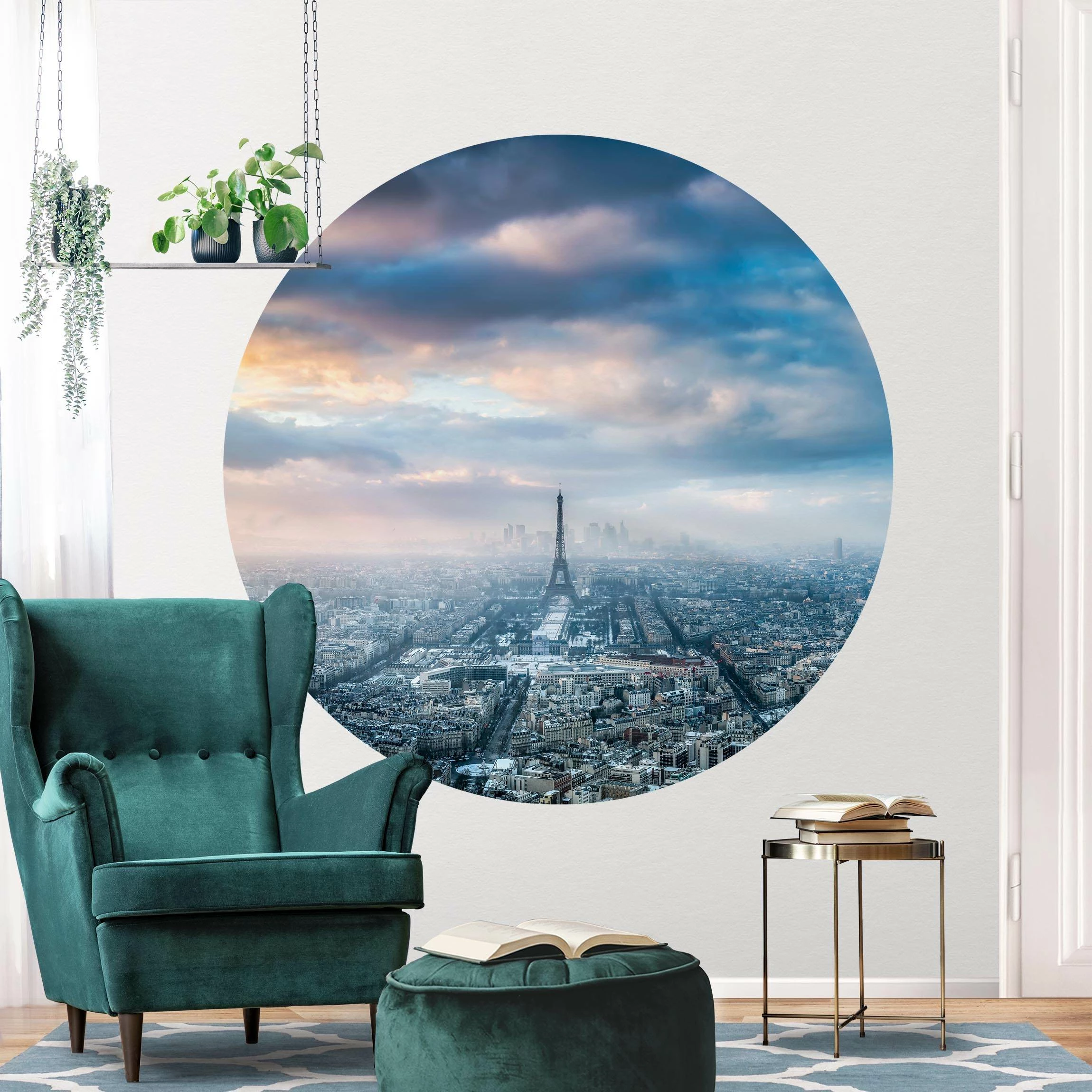 WallArt Runde Tapete - Winter In Paris In Blau 5 WallArt Runde Tapete - Winter In Paris In Blau – Bild 5