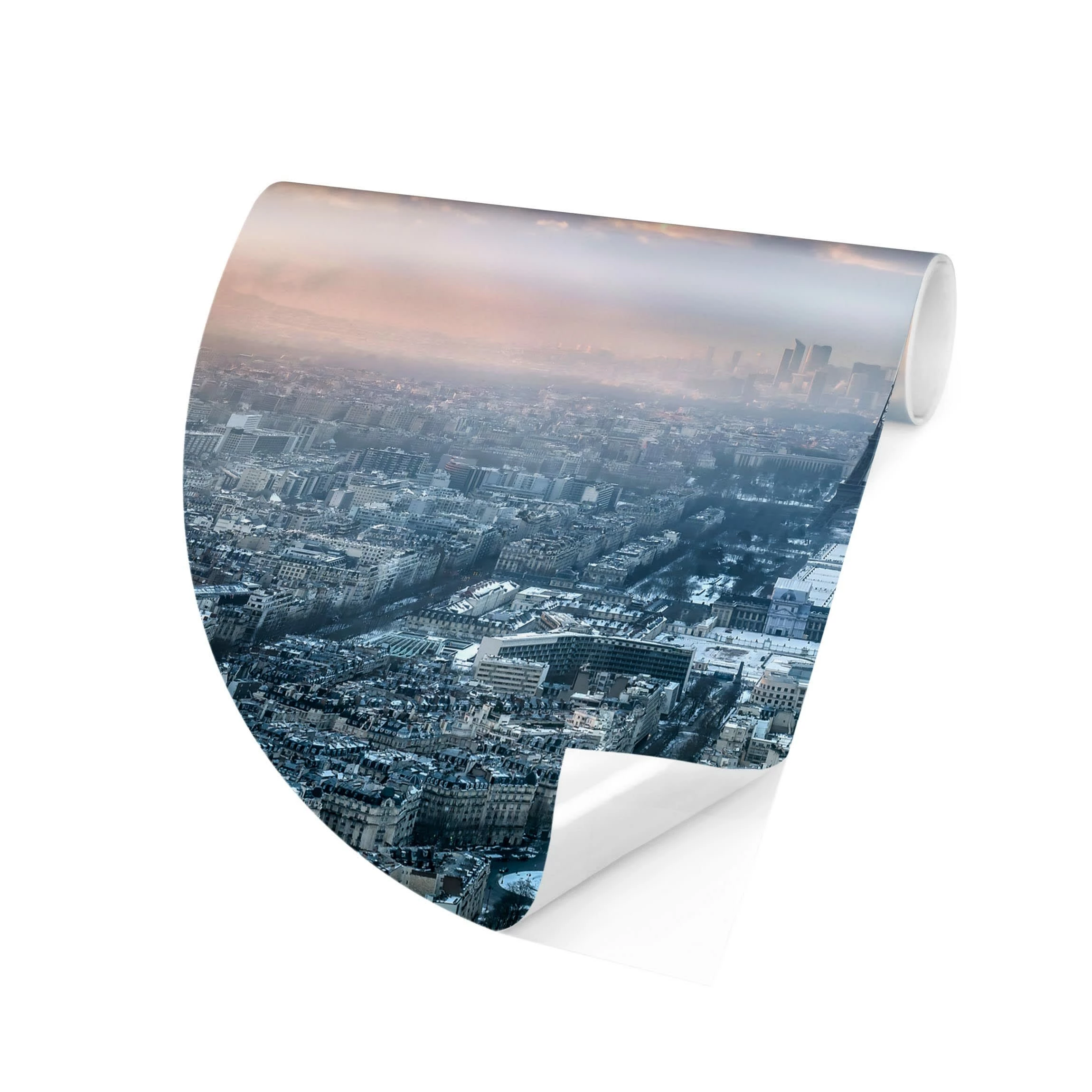 WallArt Runde Tapete - Winter In Paris In Blau 6 WallArt Runde Tapete - Winter In Paris In Blau – Bild 6