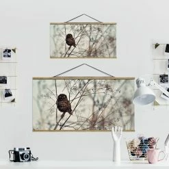WallArt Stoffbild Mit Posterleisten - Eule Im Winter In Creme-Beige 13 WallArt Stoffbild Mit Posterleisten - Eule Im Winter In Creme-Beige -JYOKO-Shop wallart stoffbild mit posterleisten eule im winter in creme beige 13