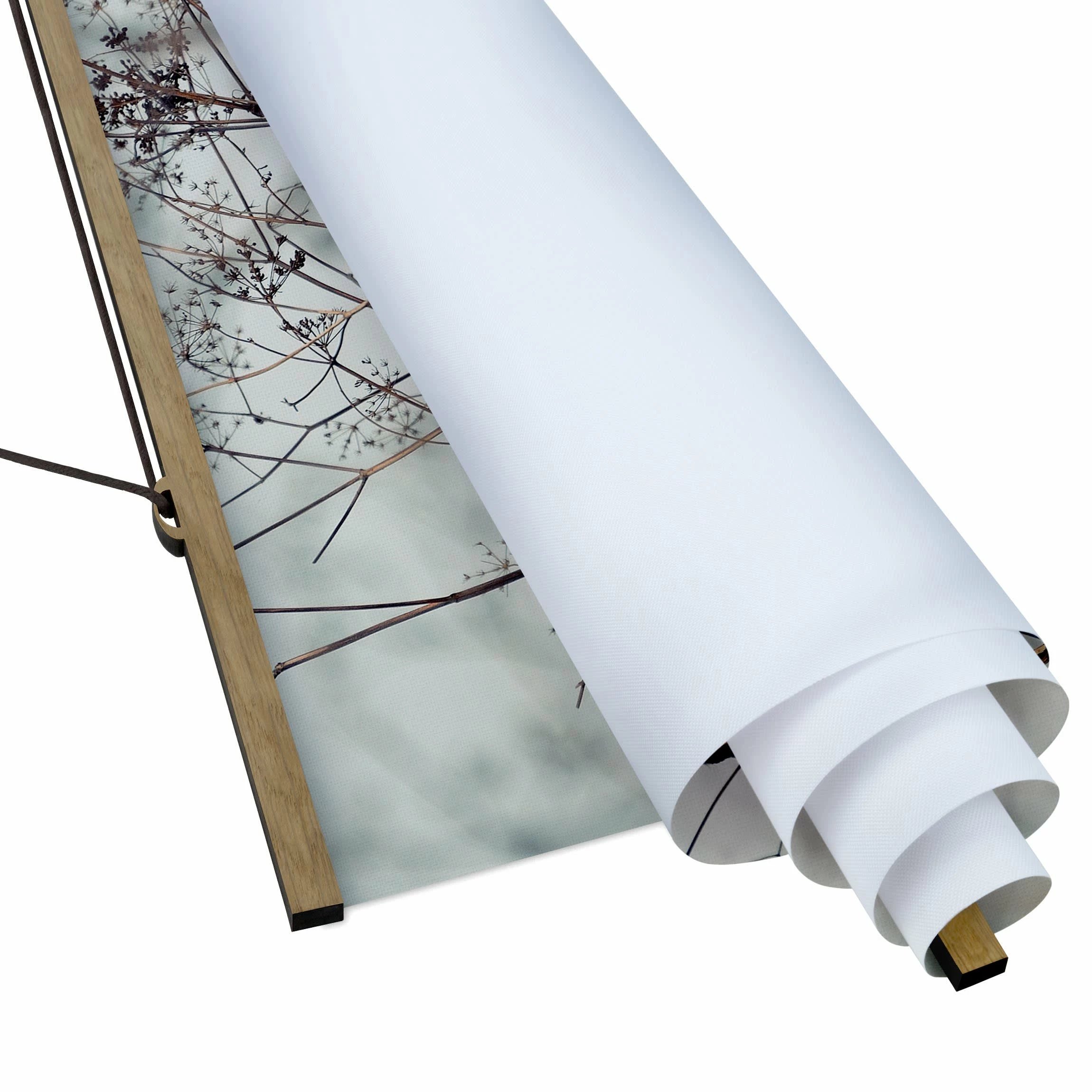 WallArt Stoffbild Mit Posterleisten - Eule Im Winter In Creme-Beige 6 WallArt Stoffbild Mit Posterleisten - Eule Im Winter In Creme-Beige – Bild 6