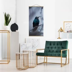 WallArt Stoffbild Mit Posterleisten - Kolibri Im Winter In Violett -JYOKO-Shop wallart stoffbild mit posterleisten kolibri im winter in violett 10