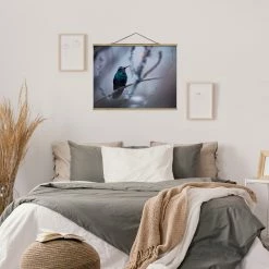 WallArt Stoffbild Mit Posterleisten - Kolibri Im Winter In Violett -JYOKO-Shop wallart stoffbild mit posterleisten kolibri im winter in violett 16