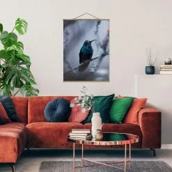 WallArt Stoffbild Mit Posterleisten - Kolibri Im Winter In Violett -JYOKO-Shop wallart stoffbild mit posterleisten kolibri im winter in violett 3