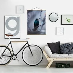 WallArt Stoffbild Mit Posterleisten - Kolibri Im Winter In Violett -JYOKO-Shop wallart stoffbild mit posterleisten kolibri im winter in violett 5