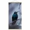 WallArt Stoffbild Mit Posterleisten - Kolibri Im Winter In Violett