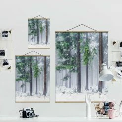 WallArt Stoffbild Mit Posterleisten - Nadelbäume Im Winter In Grün 12 WallArt Stoffbild Mit Posterleisten - Nadelbäume Im Winter In Grün -JYOKO-Shop wallart stoffbild mit posterleisten nadelbaume im winter in grun 19