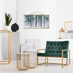 WallArt Stoffbild Mit Posterleisten - Nadelbäume Im Winter In Grün -JYOKO-Shop wallart stoffbild mit posterleisten nadelbaume im winter in grun 23