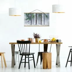 WallArt Stoffbild Mit Posterleisten - Nadelbäume Im Winter In Grün -JYOKO-Shop wallart stoffbild mit posterleisten nadelbaume im winter in grun 24