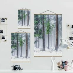 WallArt Stoffbild Mit Posterleisten - Nadelbäume Im Winter In Grün 12 WallArt Stoffbild Mit Posterleisten - Nadelbäume Im Winter In Grün -JYOKO-Shop wallart stoffbild mit posterleisten nadelbaume im winter in grun 5