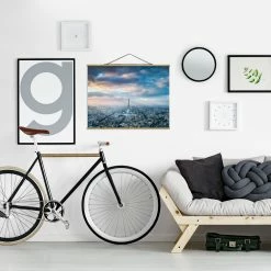 WallArt Stoffbild Mit Posterleisten - Winter In Paris In Blau 10 WallArt Stoffbild Mit Posterleisten - Winter In Paris In Blau -JYOKO-Shop wallart stoffbild mit posterleisten winter in paris in blau 10