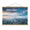 WallArt Stoffbild Mit Posterleisten - Winter In Paris In Blau