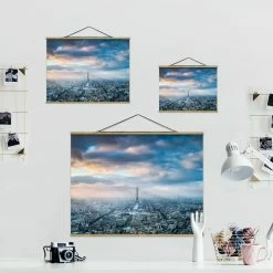 WallArt Stoffbild Mit Posterleisten - Winter In Paris In Blau 12 WallArt Stoffbild Mit Posterleisten - Winter In Paris In Blau -JYOKO-Shop wallart stoffbild mit posterleisten winter in paris in blau 12