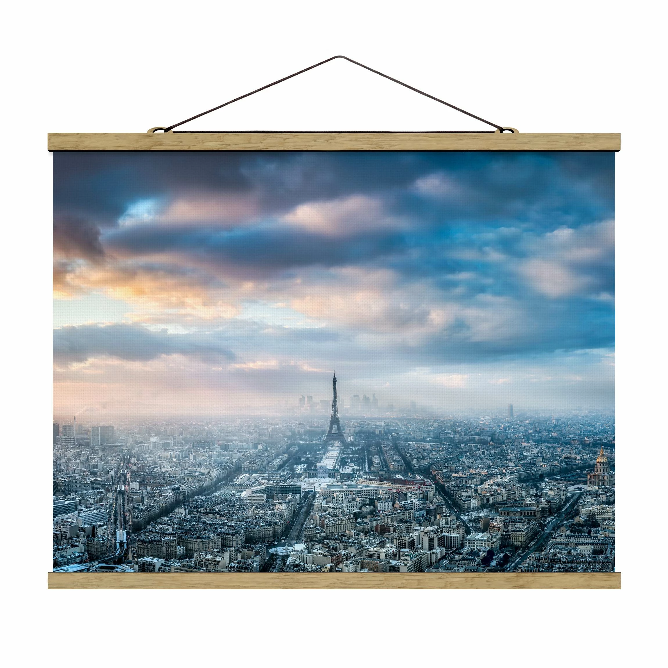 WallArt Stoffbild Mit Posterleisten - Winter In Paris In Blau 1 WallArt Stoffbild Mit Posterleisten - Winter In Paris In Blau