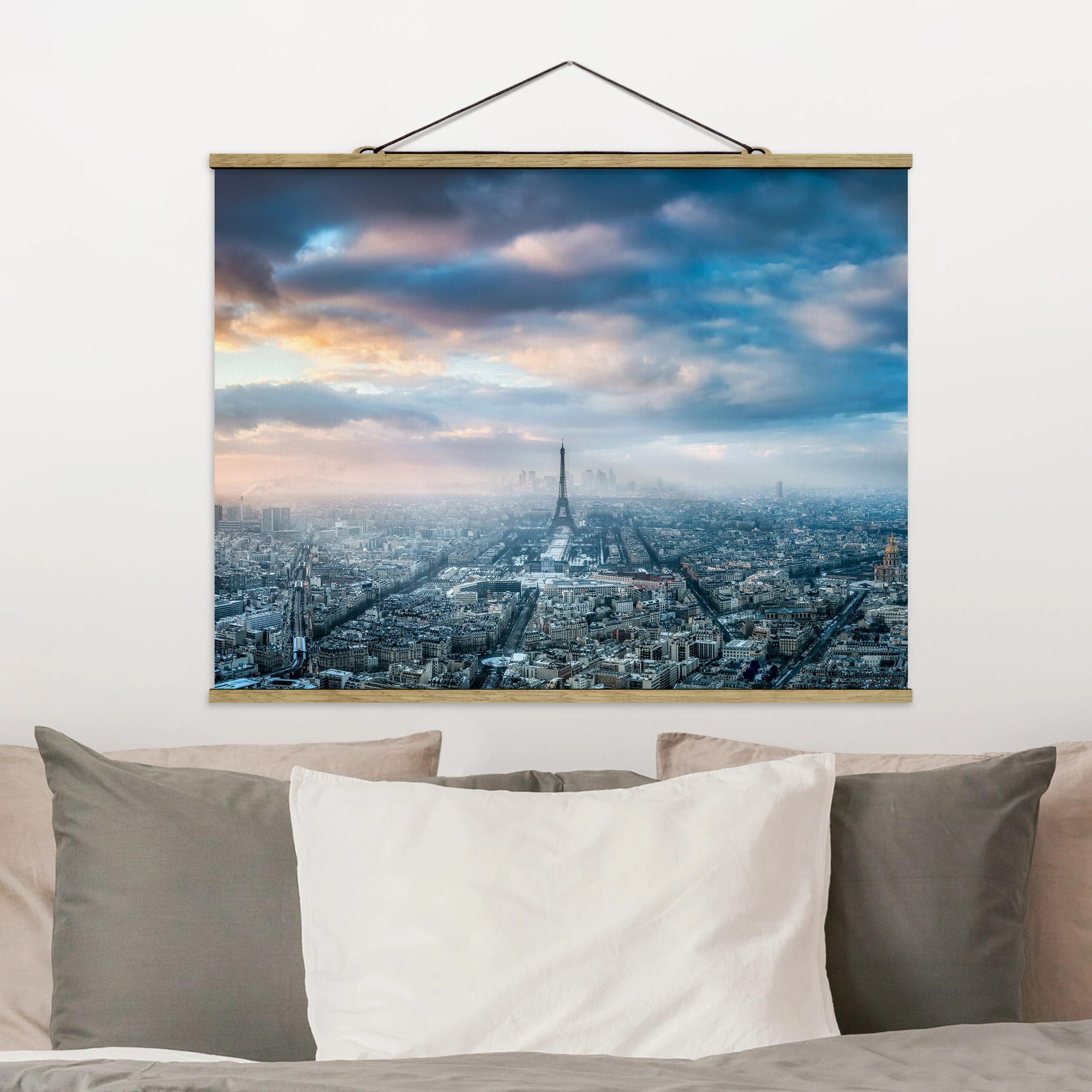 WallArt Stoffbild Mit Posterleisten - Winter In Paris In Blau 2 WallArt Stoffbild Mit Posterleisten - Winter In Paris In Blau – Bild 2
