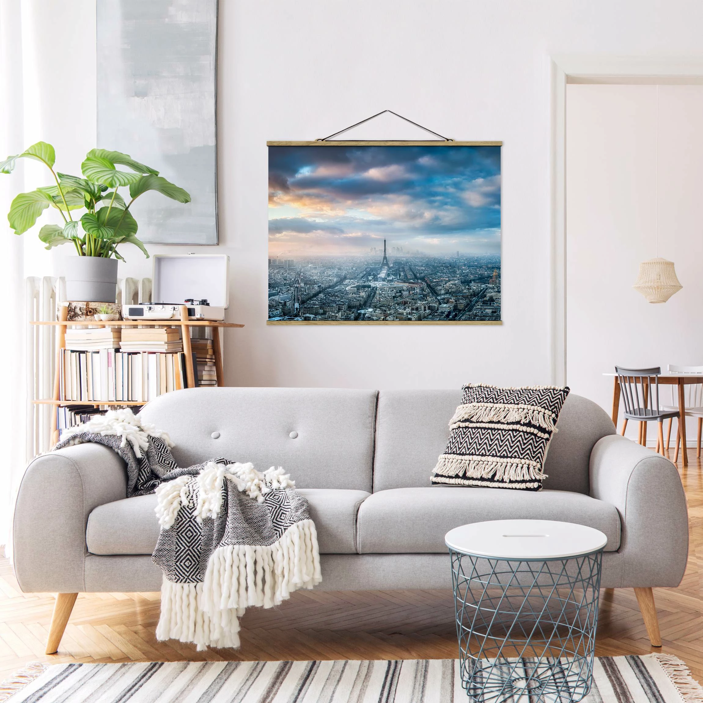 WallArt Stoffbild Mit Posterleisten - Winter In Paris In Blau 3 WallArt Stoffbild Mit Posterleisten - Winter In Paris In Blau – Bild 3